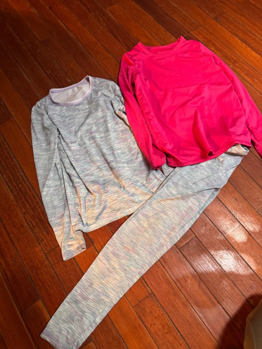 Cuddl Duds Kids Two-Piece base layer Set - Hot Pink & Heathered Pastel sets ma
